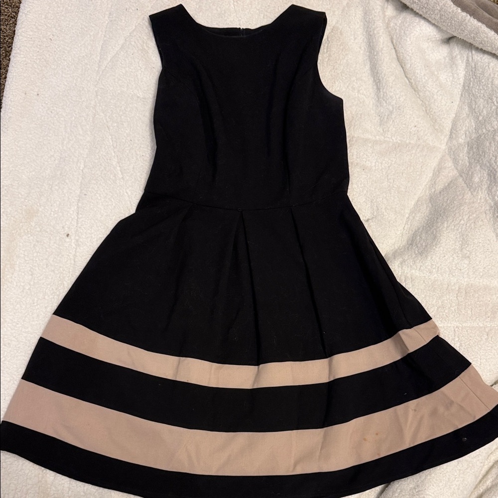 AB Studio Black Dress with Tan Stripes